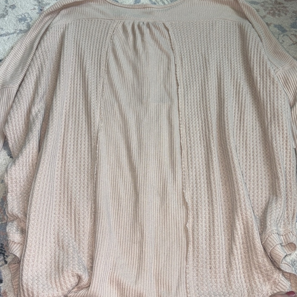 Free People Blush Ribbed Blouse size small - Picture 5 of 5